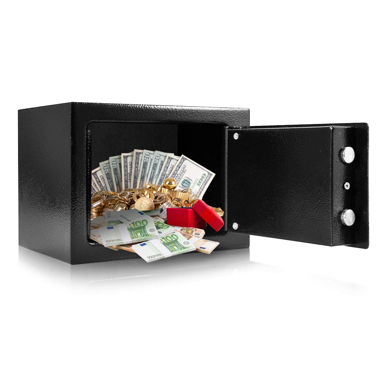 Security Steel Safe Box, Practical Strong High Strength Security Steel Safety Box, Key Operated Money Cash Safe with 2 Keys Lock for Storage Home Office Hotel, Thick Hardened Steel Safe Black