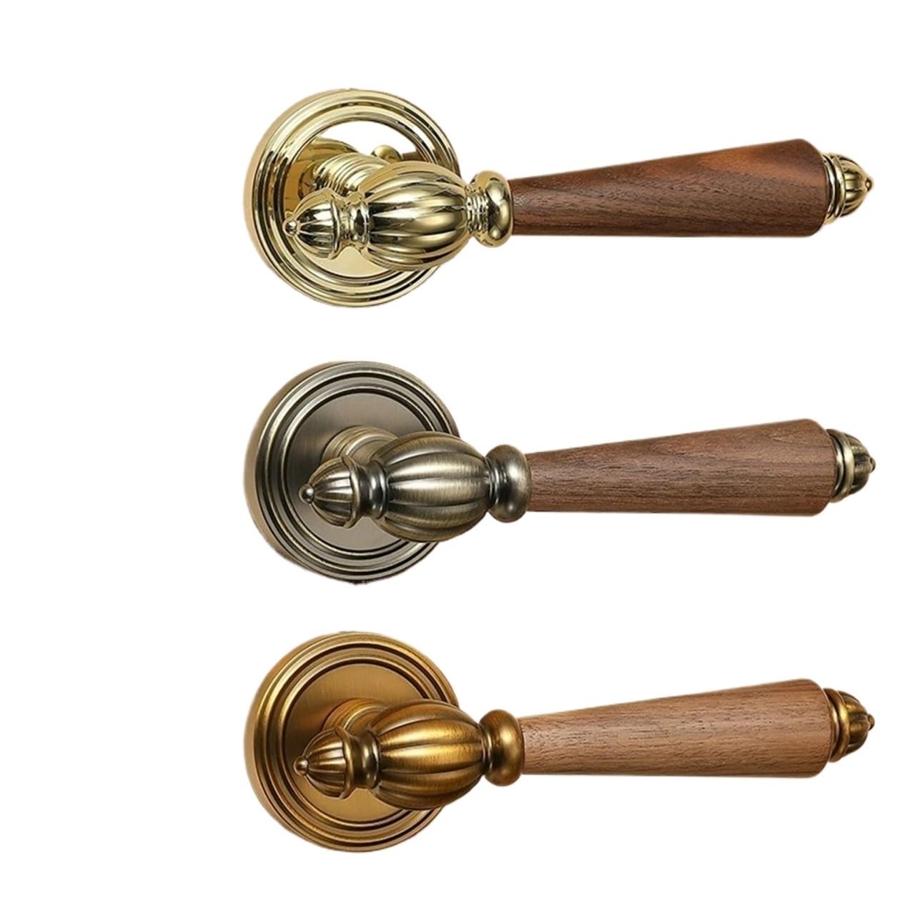 Indoor Retro Split Wooden Door Handle Silent/Magnetic Lock 1Pcs(PVD Gold Silent)