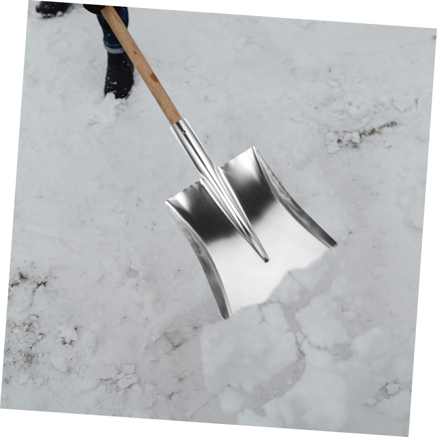 Happyyami Pala per Cenere Barbecue Pala da Neve Testa in Acciaio Inox Inverno Neve Rimozione Pala Pollame Mangime Pala Testa Pan Neve Spinta Accessori Pala (Argento) Cucchiaio di Cenere