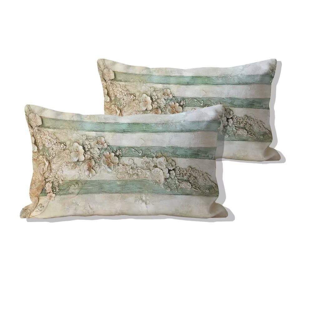 Taie d'oreiller rétro fleur 40x80cm en lin pour sublimer le canapé du salon