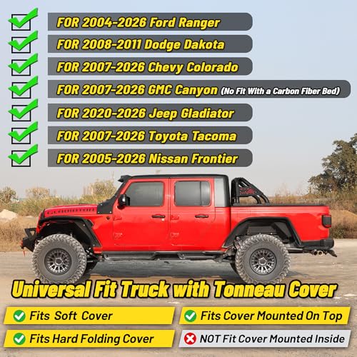 Image of MONOKING Roll Bar for Mid-Size Truck with Brake Light, Pickup Chase Rack Sport Bar Compatible with Tonneau Cover for 2007-2026 Tacoma Gladiator Colorado Ranger Canyon Frontier Dakota