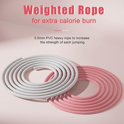 Miniatura 5 de -Speed Skipping Rope with Adjustable 2 x 5.5mm Heavy PVC Ropes and Silicone Handle for Men Women Fitness Cardio Crossfit Workout Training Exercise