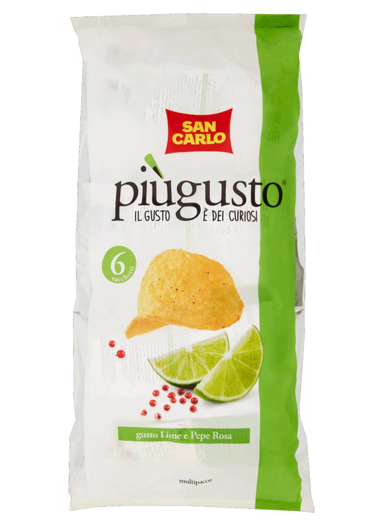 San Carlo Più Gusto Patatine, Gusto Lime e Pepe Rosa, Multipack 40 x 25g