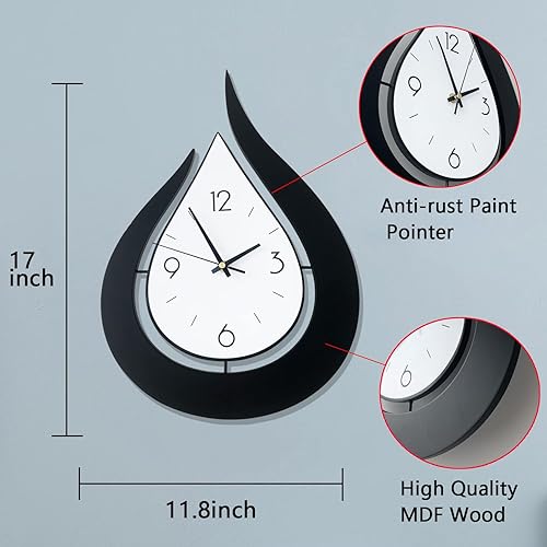 Miniatura 9 de SHUNZY Relojes de pared decorativos para decoración de sala de estar relojes de pared grandes y modernos con péndulo que funcionan con pilas para