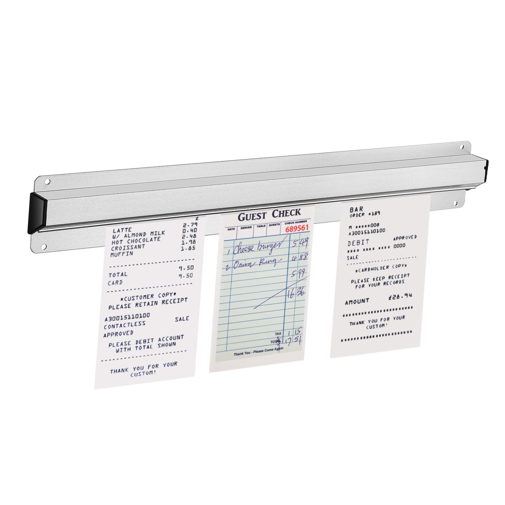 HOLIDYOYO Bill Receipt Holder Menu Folder Order Grabber Restaurant Ticket Holder Strip Wall-mounted