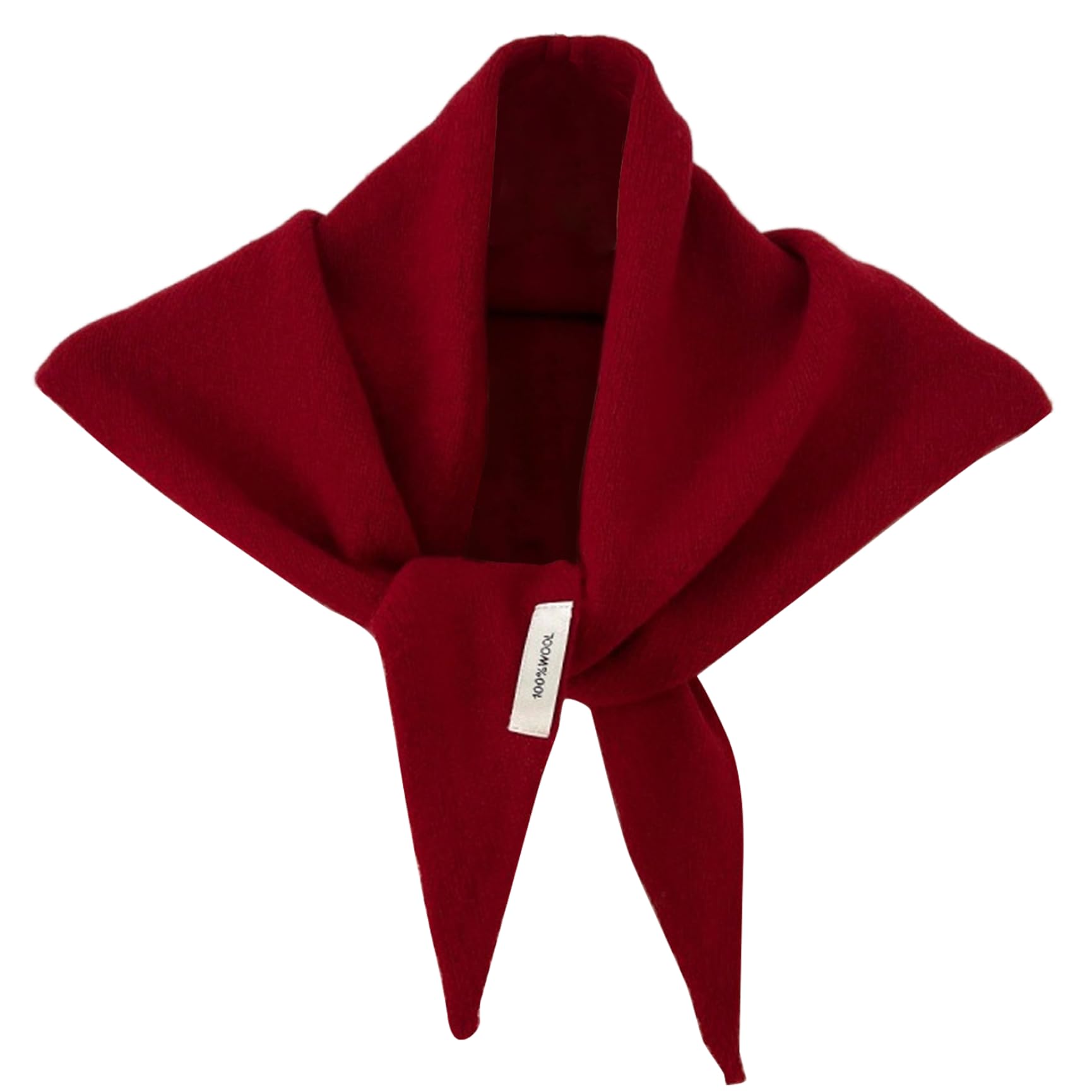 Otbushit Unisex Red Cashmere Triangle Scarf, Knit Wool Blend Triangle Scarf For Women, Lightweight Streetwear Shawl & Bandana, Wraps Pashminas