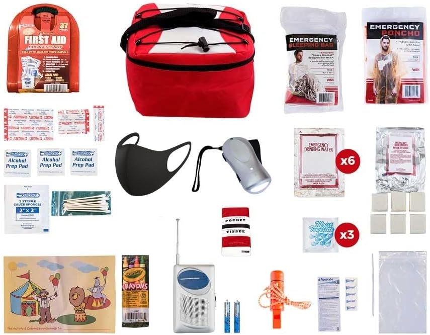 Survival Pal for Children 72-Hour Emergency Kit — Kid-Friendly Food, Water, First Aid, Shelter & Communication Pack for School, Home or Evacuation