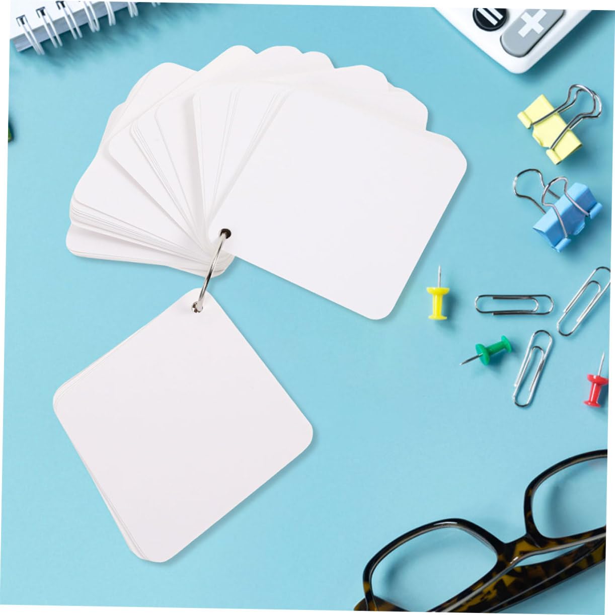 Leere Karteikarten 300 Blatt aus Papier mit 6 Ringen Weiß
