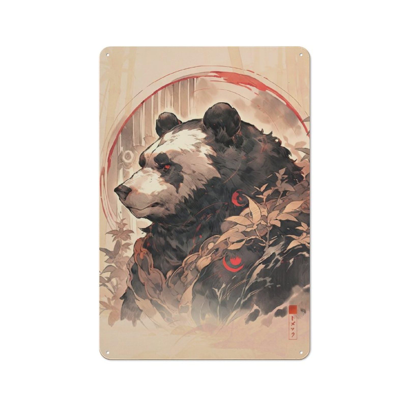 Junmoney Panda Bear Tin Wall Plaque 30X20cm With For Living Room Wall, Gift For Feature Wall Decorators During The Christmas Season