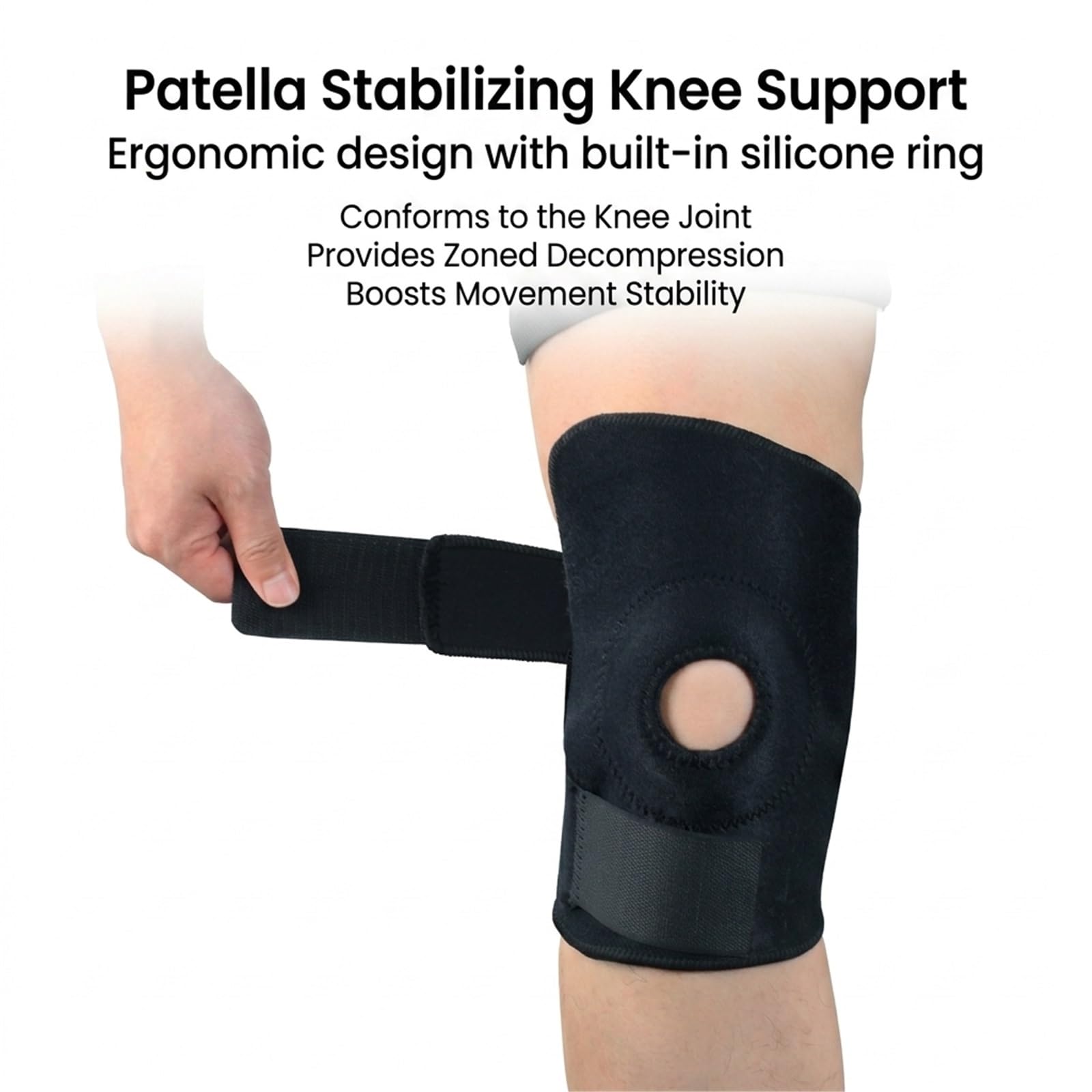 Fascia per ginocchio rotuleo per uomo e donna, ideale per corsa, basket e come tutore per alleviare il dolore, tendinite, artrite e ginocchio del saltatore. Supporto regolabile per il tendine rot