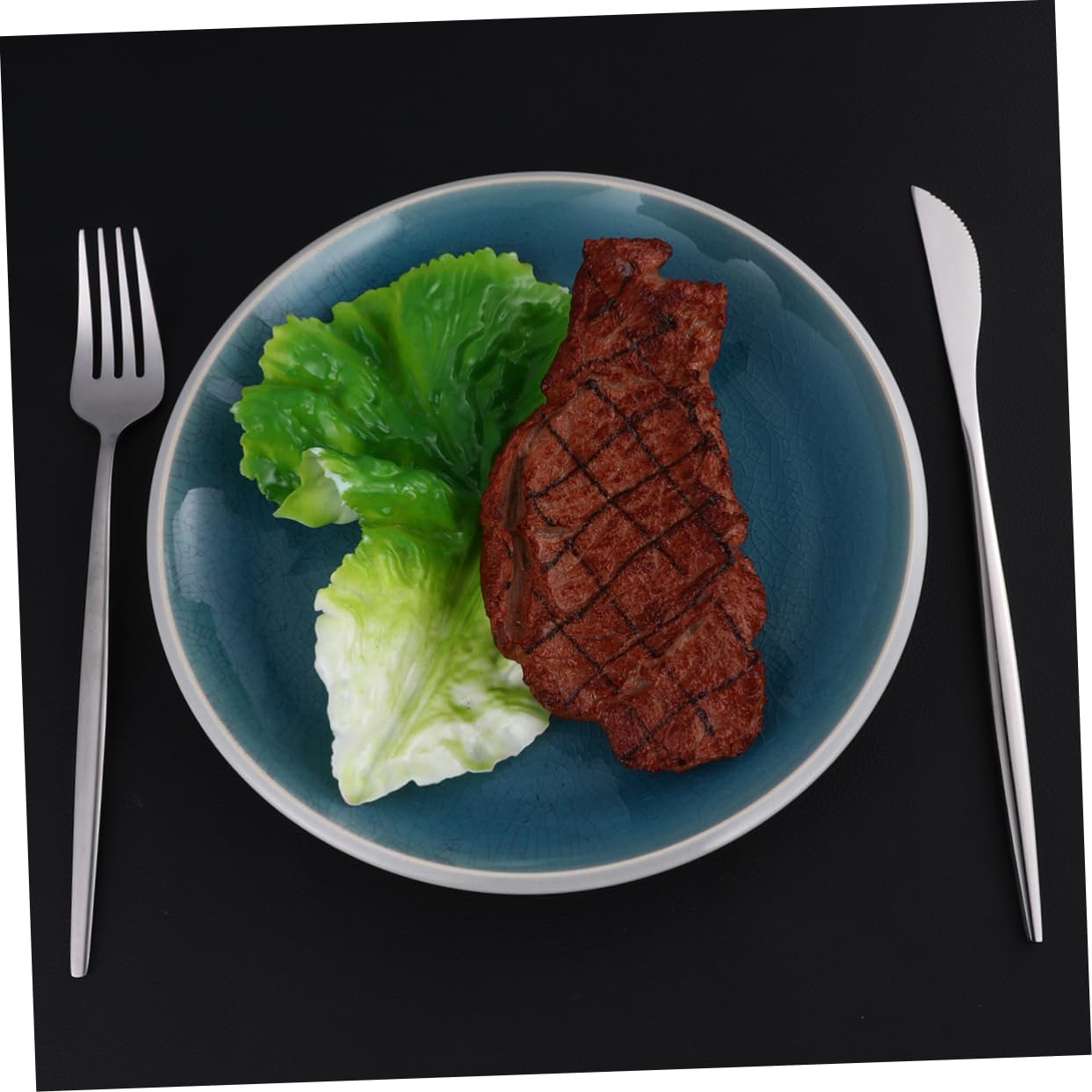 VINTORKY 4pcs Set Steak Eating Cutlery Salad Serving Utensils Spoons Silverware Black Serving Utensils Gold Black Forks and Spoons Black Silverware Stainless Steel Cutlery Spoon