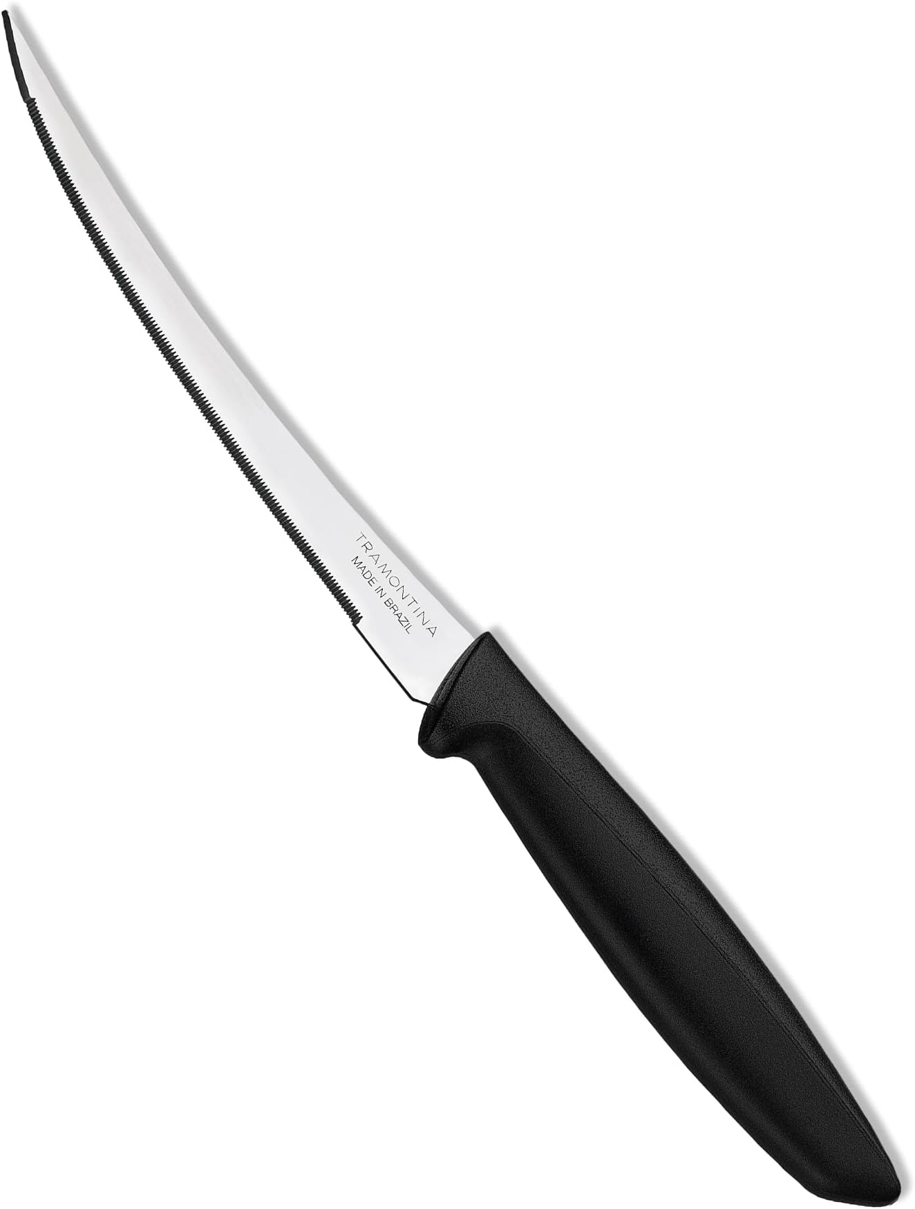 Plenus 12cm / 4.7" Tomato Knife | Stainless Steel Blade | Kitchen Knife for Tomatoes/Kiwis | Wavy/Micro-Serrated Edge | Black Polypropylene Handle | Made in Brazil | 5 Year Warranty