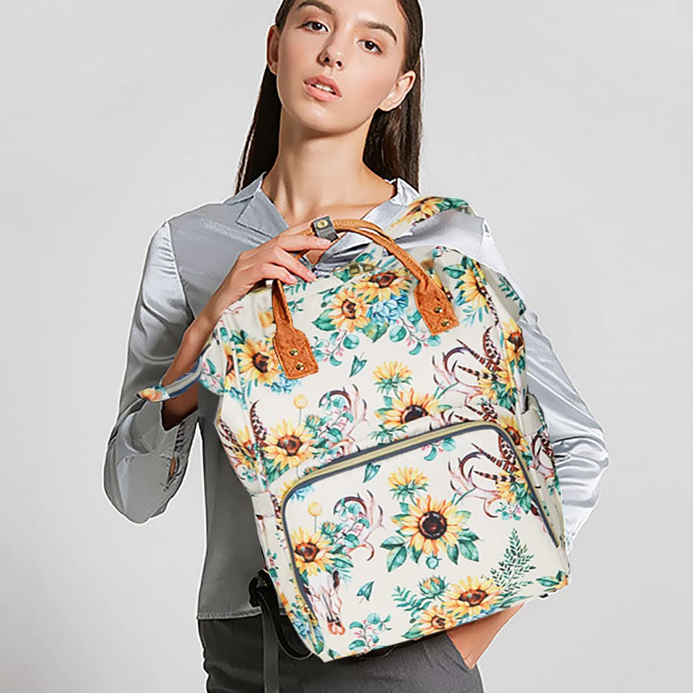 Wickeltasche mit Blumenmuster, wasserdicht, für Damen, Reise-Windeltasche (weiß)