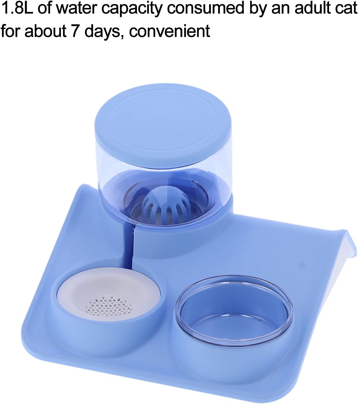 Pet Feeder, Detachable Cat 1.8L Automatic Water Dispenser Food Feeder Drinker Bowl, Pet Water Dispenser and Food Bowl Set for Dogs Cats and Small Animals (Rooftop Drinking