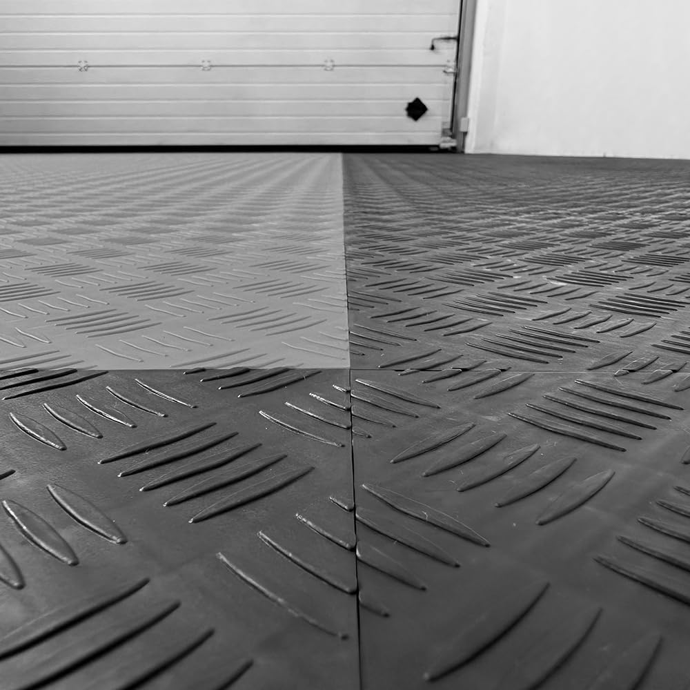 SOGI Kit piastrelle PAV-04 in PP per pavimento officina, garage - 40x40 cm - 1 mq - 10 mq - 50 mq - 100 mq - vari colori (Grigio, 10 mq = 62 piastrelle)