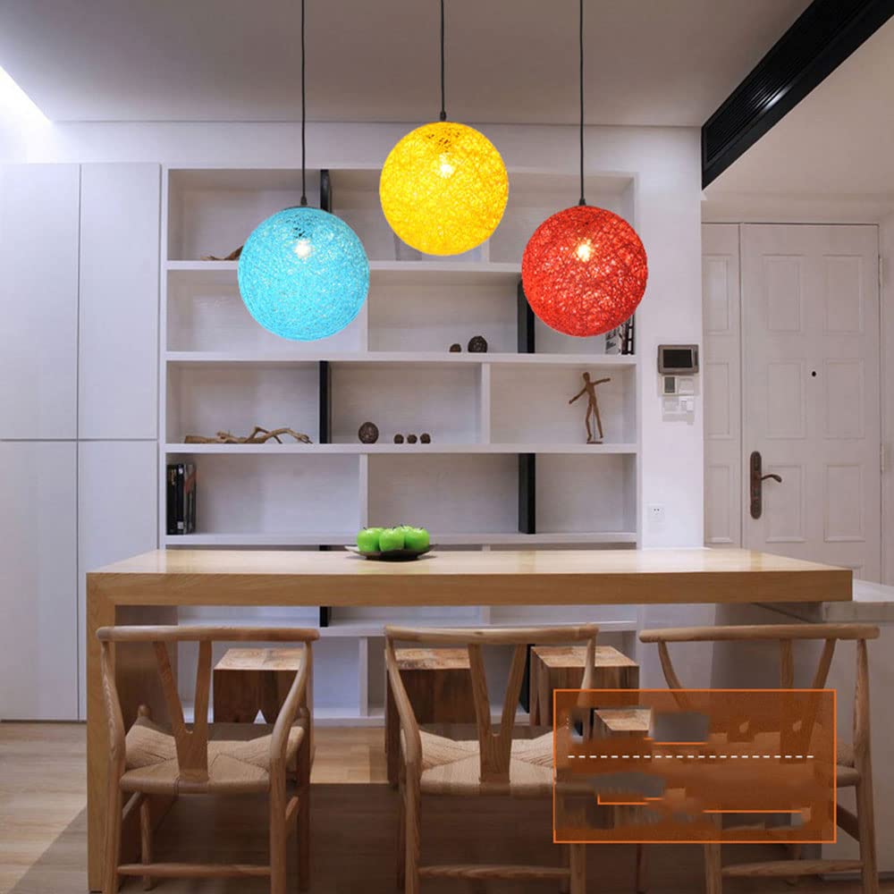 Azjatycki styl bambusowa lampa wisząca w kształcie kuli - 15,7" szeroka drewniana lampa sufitowa z regulowanym przewodem do jadalni i salonu, oświetlenie restauracji, beżowy design