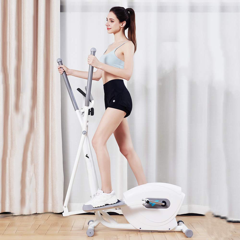 Ellittica Cross Trainer Macchina da Palestra Attrezzatura per Il Fitness Domestico con Piedini Antiscivolo Ellittica Magnetica con 8 Livelli di Resistenza Bianco