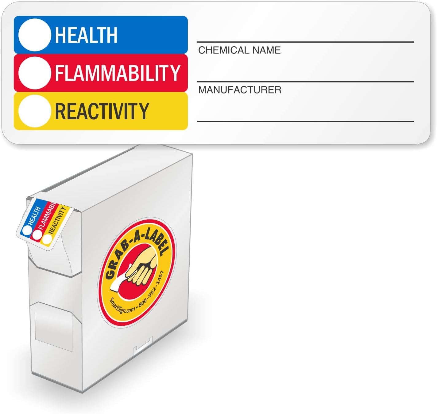 - SmartSign Pack of 500 RTK HMIG/HMIS Labels in Dispenser Box - Add Ratings, Chemical Name, Manufacturer | 1" x 3" Matte Paper Stickers
