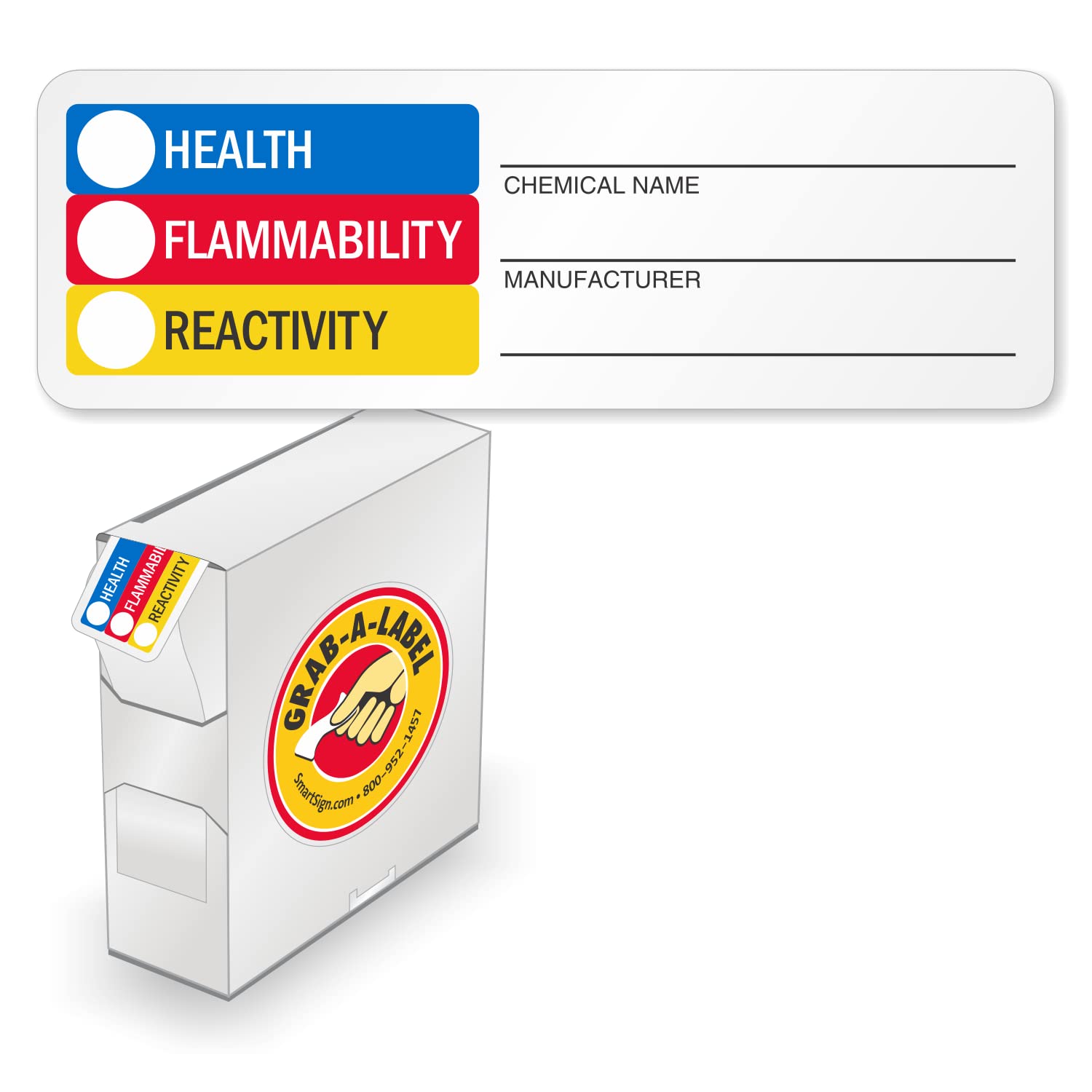 SmartSign Pack of 500 RTK HMIG/HMIS Labels in Dispenser Box - Add Ratings, Chemical Name, Manufacturer | 1" x 3" Matte Paper Stickers