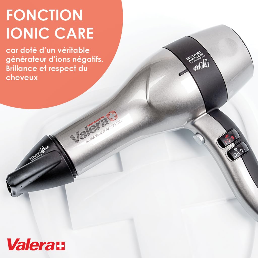 Valera Power Ultimate Pro – Sèche-Cheveux Professionnel 2400W, Moteur AC Longue Durée, Ionique, Fabriqué en Suisse – Résultats Brillants & Rapides, Cordon Rotatif 3m