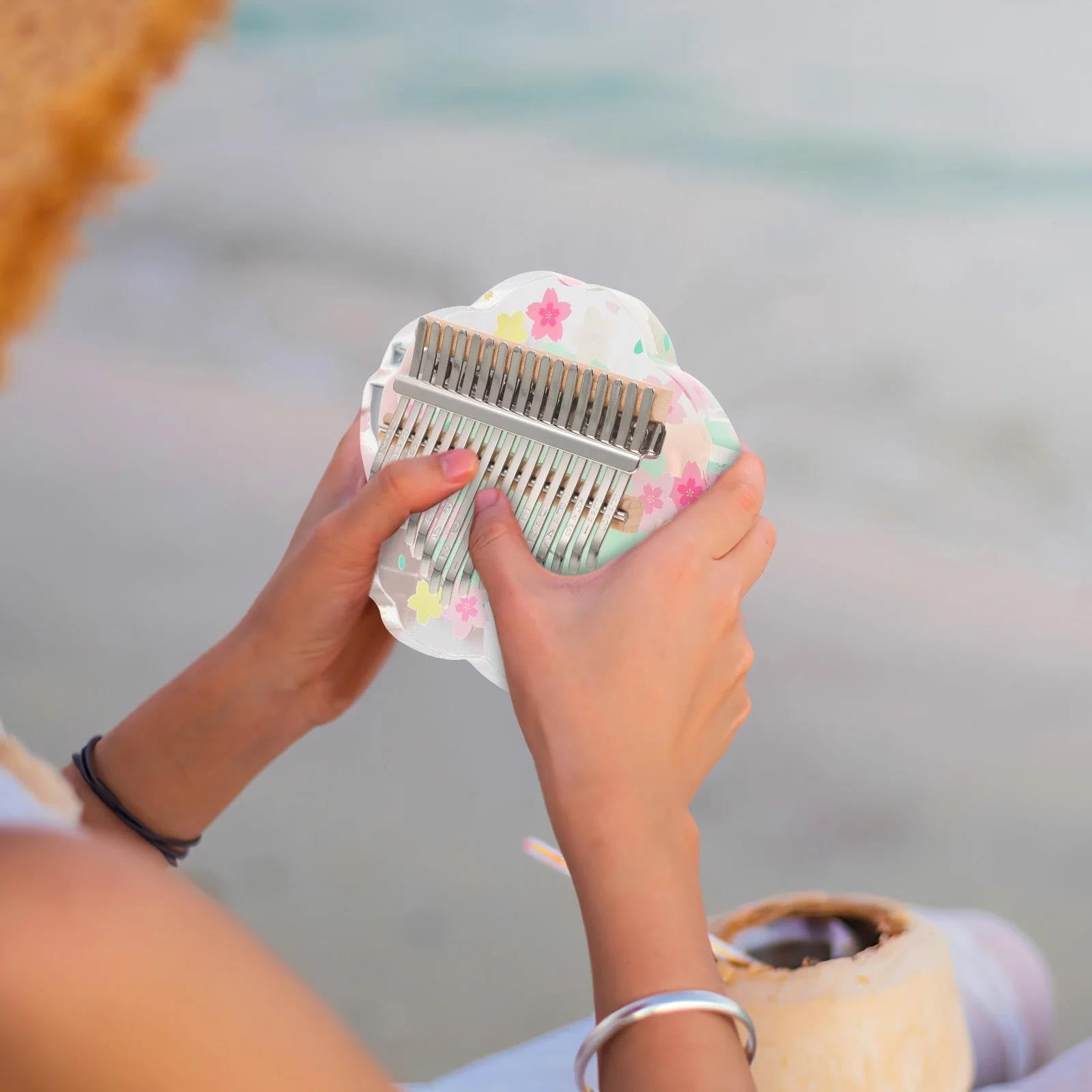 Kalimba 17 Klawiszowy Zielony Instrument Kalimba Mini Wykonany Z Drewna Akrylu I Metalu