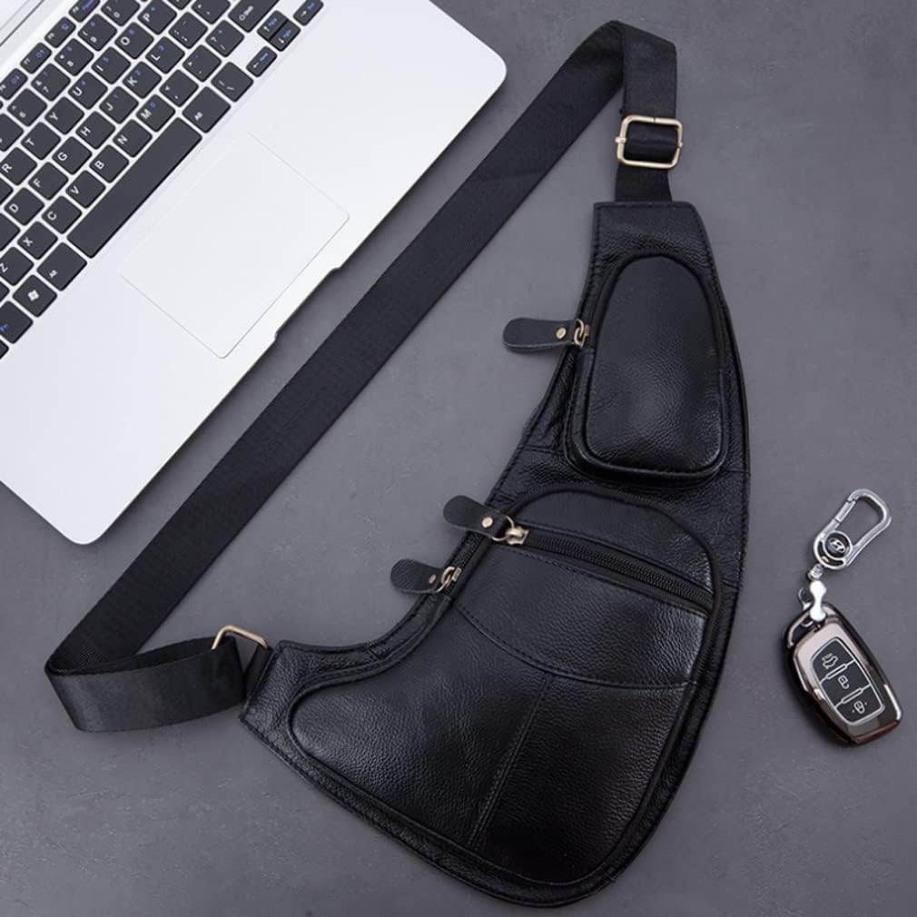 Vintage Genuine Leather Sling Bag for Men Crossbody Shoulder Chest Daypack Backpack Travel Outdoor - Image 2