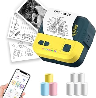 SEZNIK Mini Printer, Inkless, Thermal, Bluetooth, Portable Printer, Compatible Android, iOS Mobile. 1 Year Warranty (Echo-GoldenYellow)