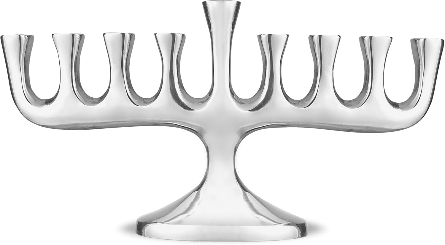 Zion Judaica Stunning Sleek Designers Menorah for Hanukkah High Polished Traditional Candle and Oil Chanukiah Classic Chanukah Minorah