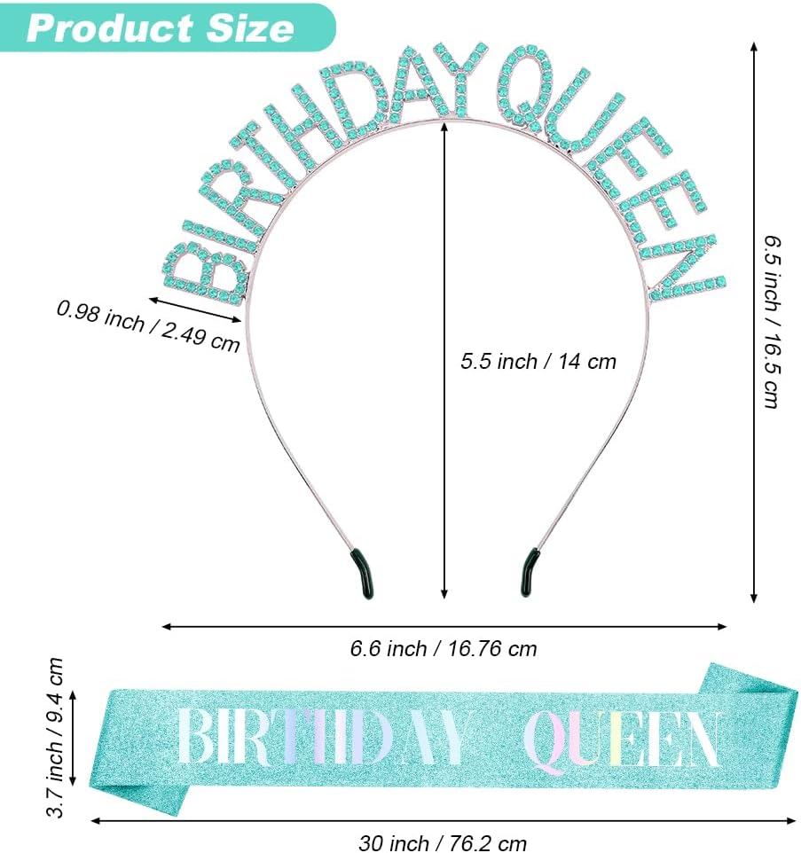 Birthday Sash & Crown for Women - Tiara Headband, Girls' Decorations Accessories - Image 8