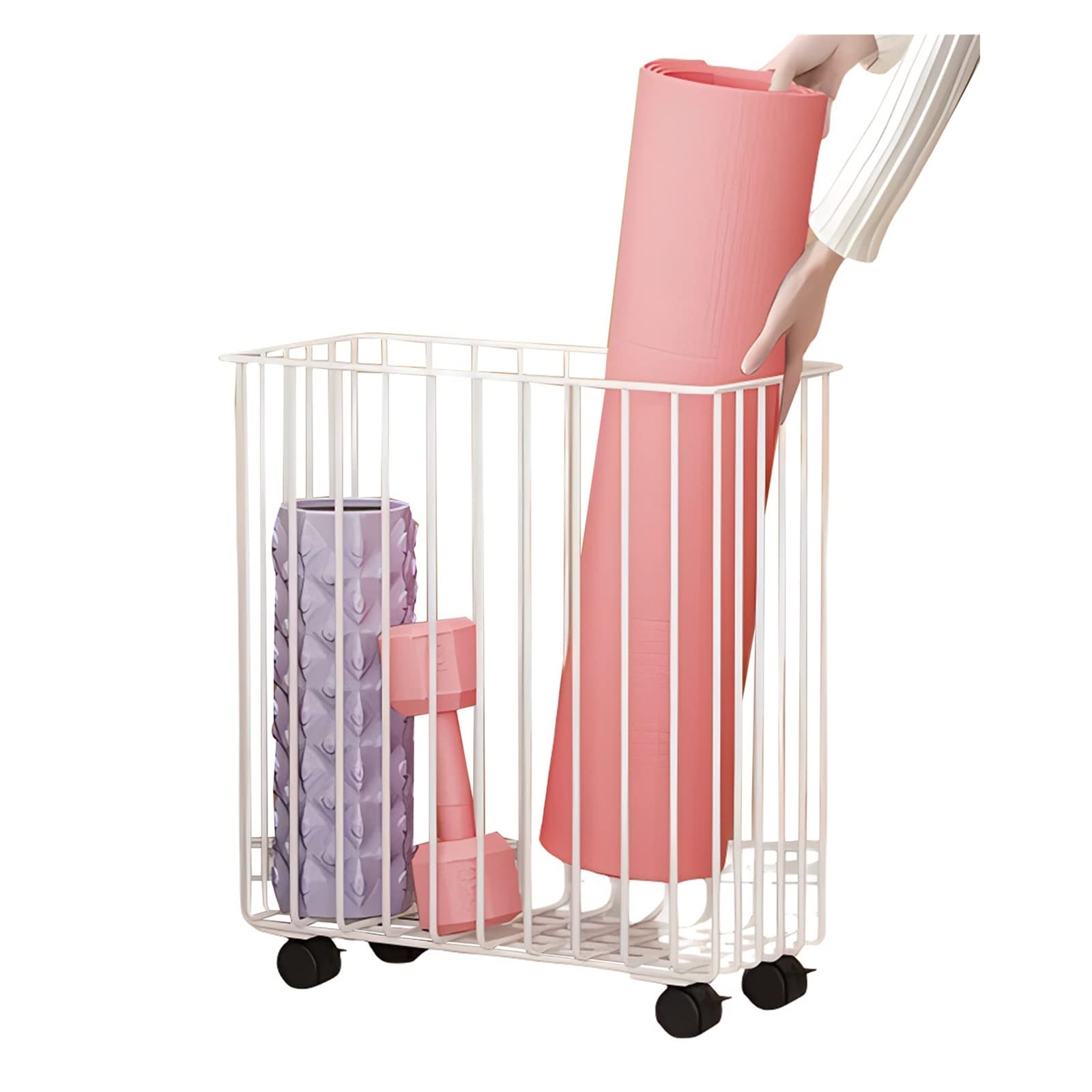 Rouleau en Mousse et Tapis de Yoga Support Métallique Mobile