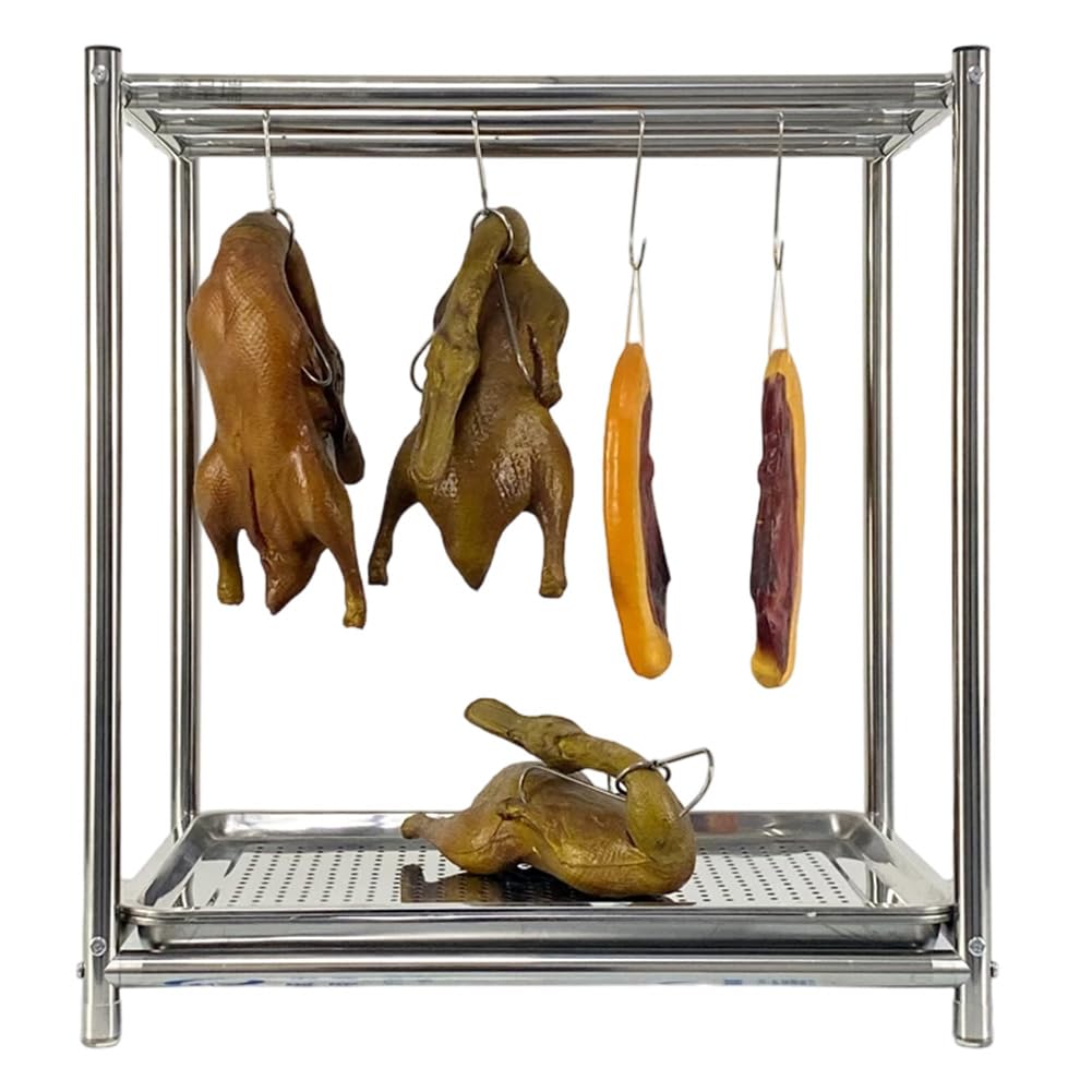 Griglia per arrosto in acciaio inox per salumi e anatra, griglia per asciugare la carne con 10 ganci, accessorio essenziale per cucine moderne