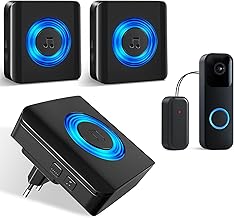 Satisure Türklingel Weiterleitung für Blink Videotürklingel, Funk Gong Erweiterung Set 58 Melodien & 5 Lautstärkestufen für Blink Video Doorbell, 3 Empfänger, Schwarz