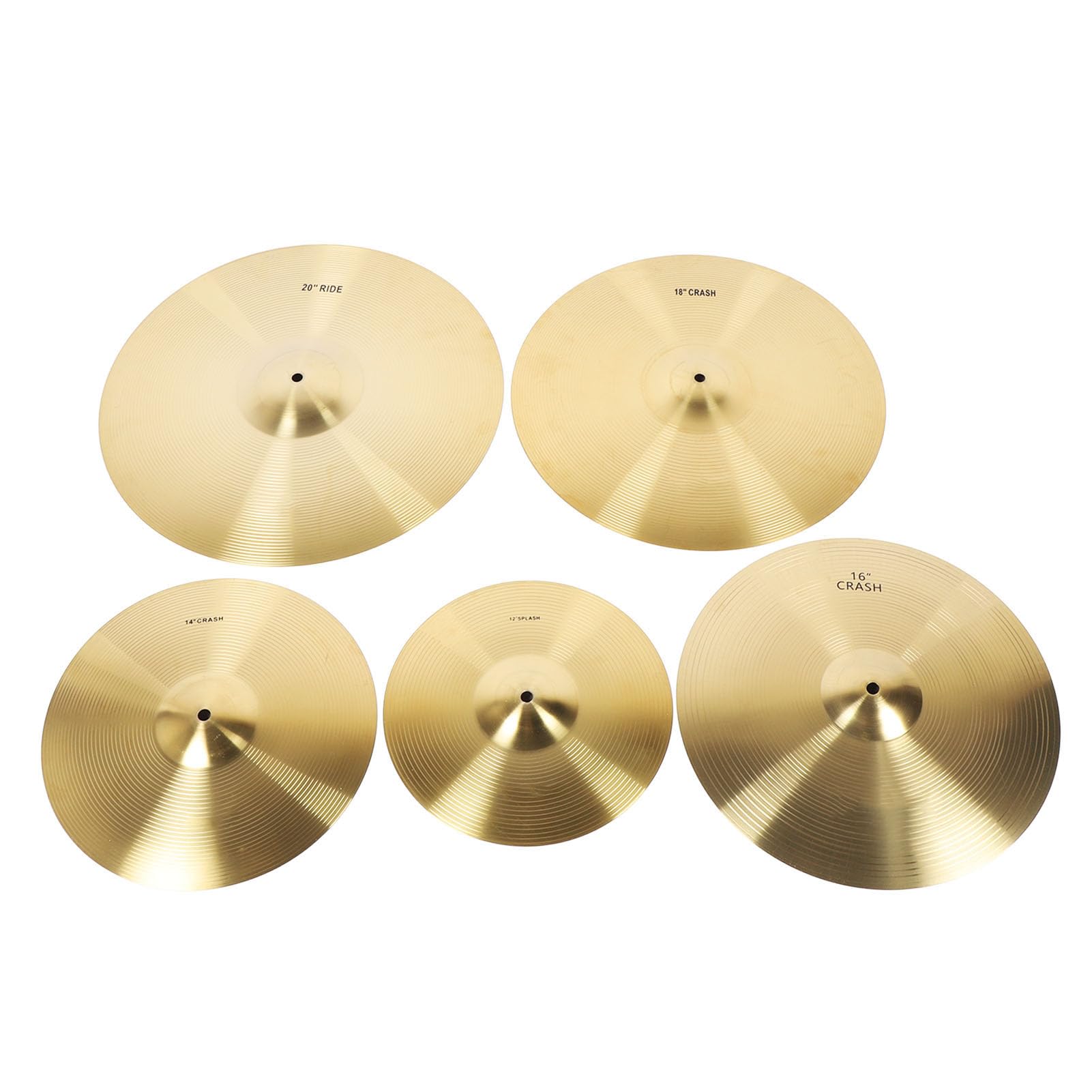 Ensemble de Cymbales à Tambour en Laiton, Cymbales Classiques 12 Pouces 14 Pouces 16 18 20 pour la Pratique, avec Coussinets et Sac de Rangement pour Batteurs