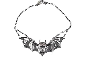 Lily Munster Necklace: Bat Chrome Horror Pendant Necklace