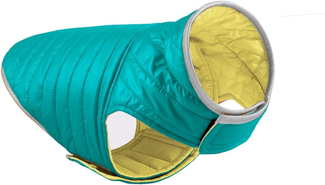 Mogoko Reflective Reversible Dog Winter Coat with Harness/Leash Hole, Waterproof Pet Jacket Warm Vest for Cold Snow Weather (Yellow/Green)