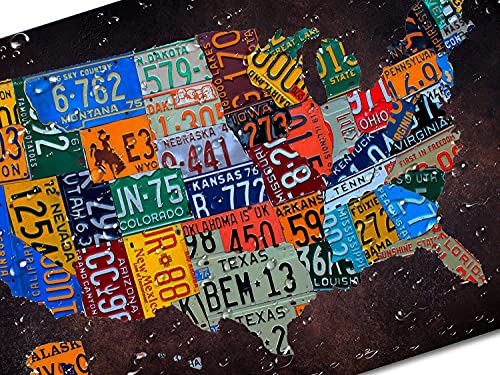 Alrear Vintage Plaque Poster Garage Bar Home Wall Decor, Usa Map Route 66 License Plate Metal Sign Aluminum 8X12 Inches #TOP3