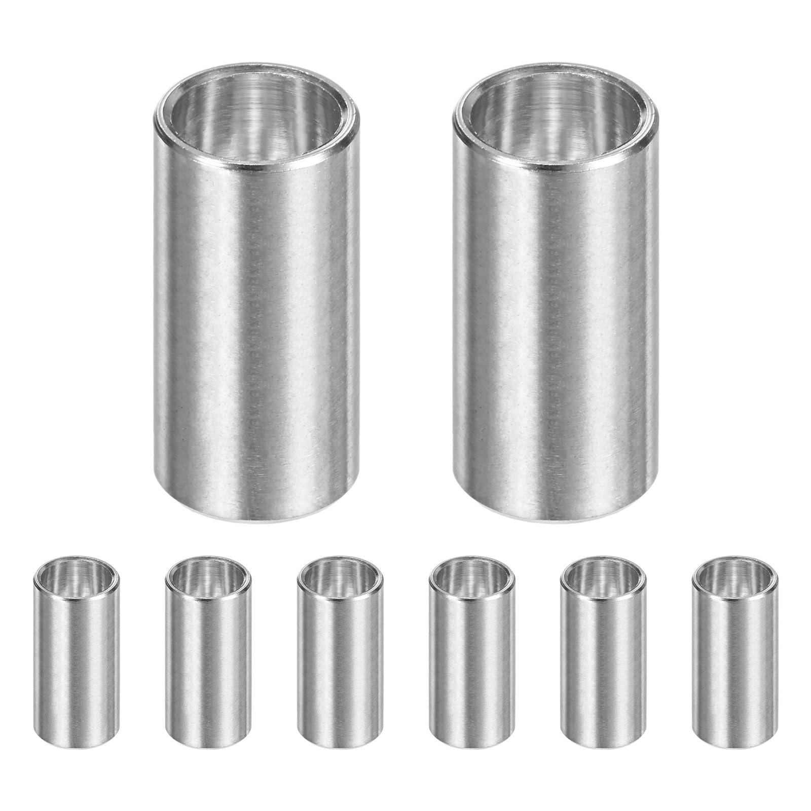 M METERXITY 8PCS M8 304 Stainless Steel Spacers 8mm ID x 10mm OD x 20mm l Metal Screw Standoff Bushing Plain Finish Round Spacer 304 Stainless Steel for Screws Bolts Silver