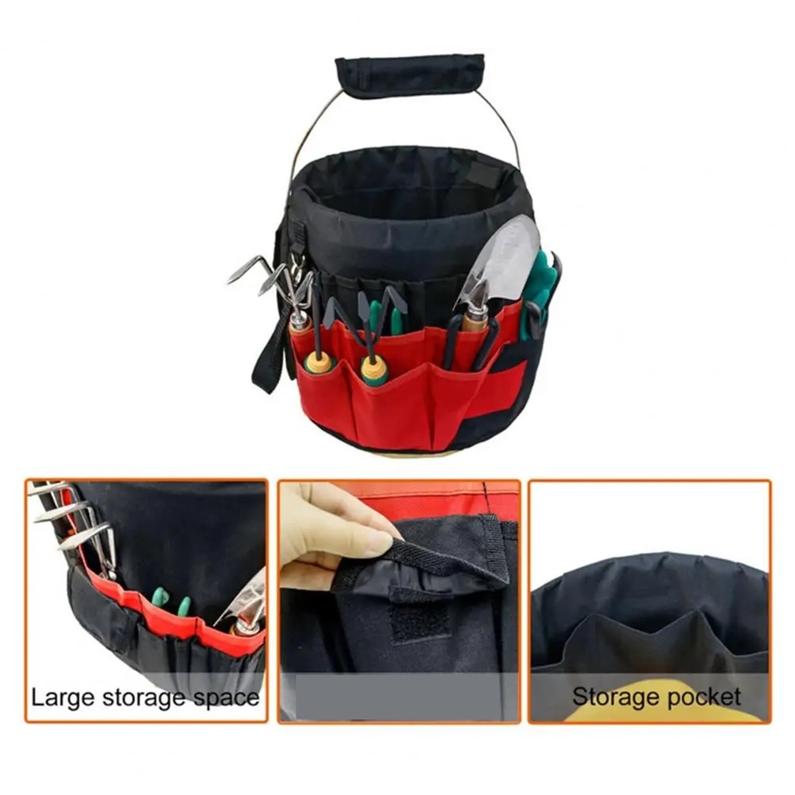 Organizador De Herramientas De Cubo Bolsa de jardinería reutilizable de gran capacidad, bolsa de herramientas de tela Oxford, 42 bolsillos for exteriores, bolsa organizadora de herramientas, suministr