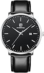 CHEETAH Minimalist Waterproof Quartz Watches for Men with Leather Strap, Auto Date