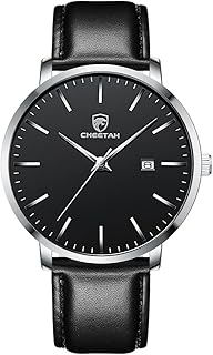 Minimalistische Uhren Herren, Analog Quarz 3 ATM wasserdichte Armbanduhr Herren mit Lederarmband, Datum Mode Sport Uhr für Jugendliche