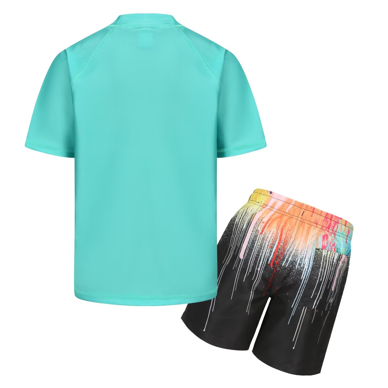 Ensemble de bain à manches courtes pour garçon - T-shirt + short de bain - Maillot de bain 2 pièces - Séchage rapide - 98-170 cm