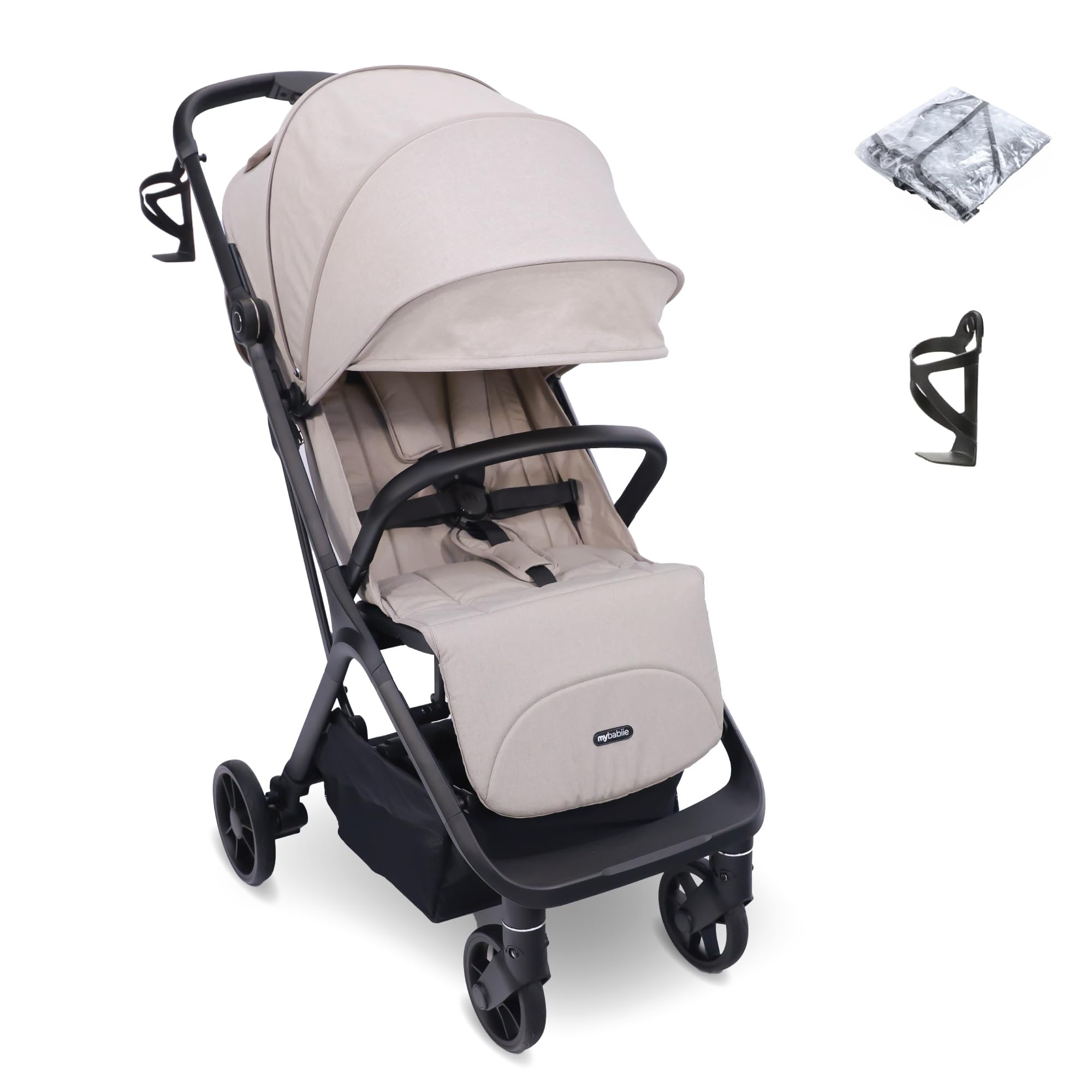 My Babiie MBX7 Autofold Stroller – from Birth to 4 Years (22kg), Foldable & Compact, Lightweight, Travel Buggy for Toddlers, Pushchair Includes Rain Cover - Camel