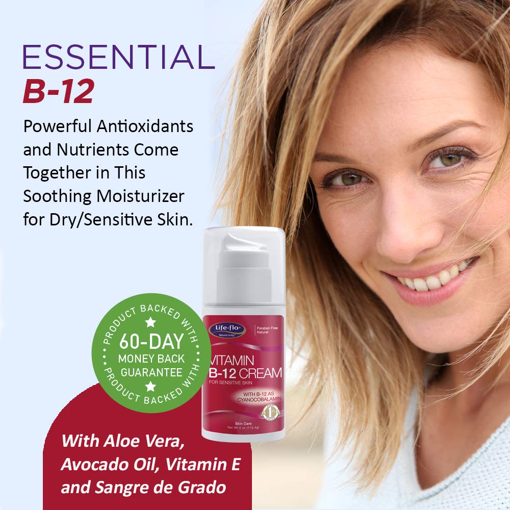 LifeFlo Vitamin B12 Cream for Sensitive Skin Soothes & Moisturizes