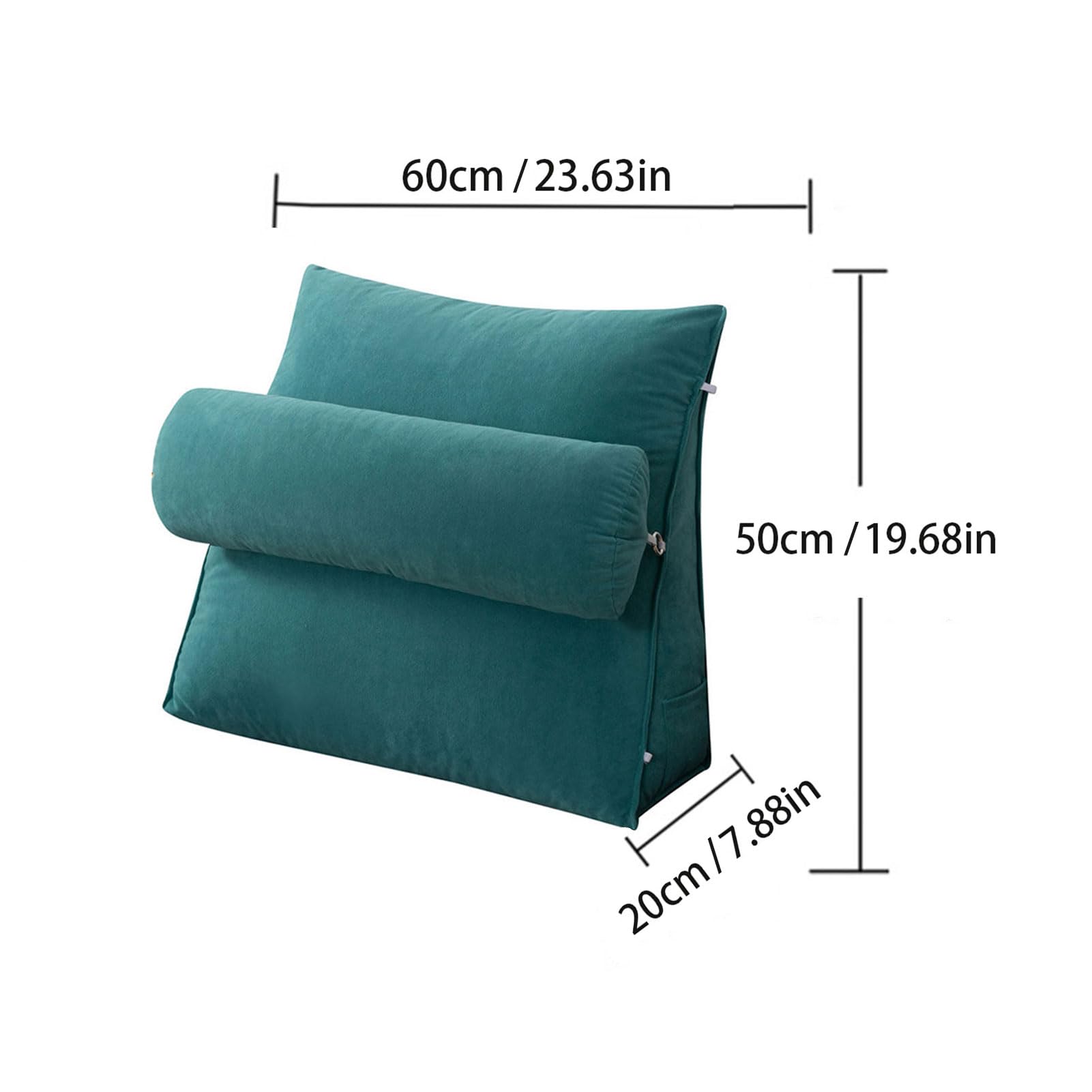 Trójkątna przenośna sofa z poduszką z wbudowanym uchwytem, ​​wygodną, ​​lekką, odpinaną rolką pod szyję i kieszeniami do przechowywania oraz miejscem do siedzenia(Silver Gray,60 x 50 x 20 CM)