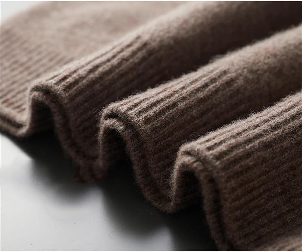 Men's Wool Sweater Round Neck Loose Solid Color Thickening Bottoming Shirt Knit Crewneck Sweater
