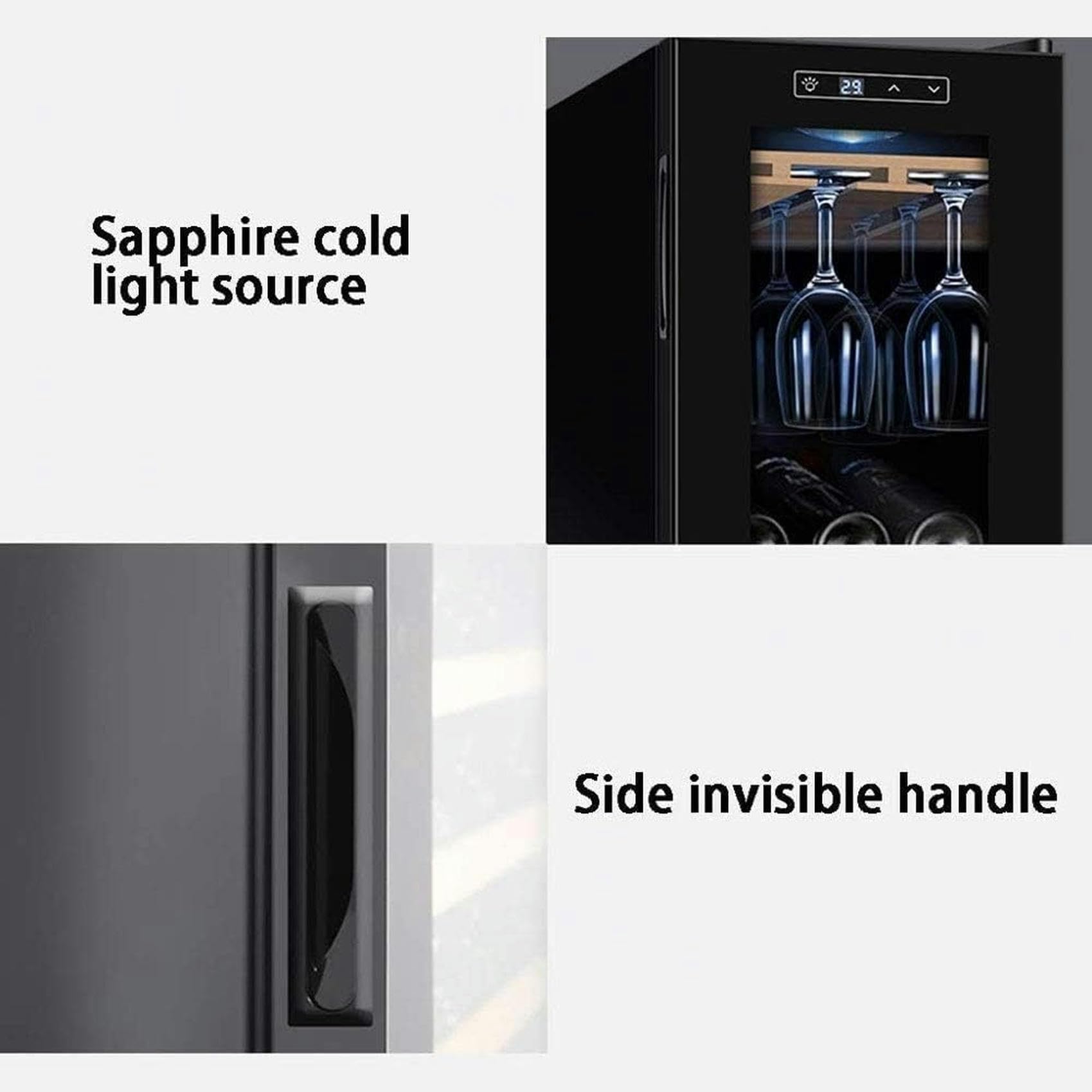 Gabinete con termostato Refrigerador de mostrador Independiente, Enfriador de Vino de Temperatura y Humedad Constante enfriado por Aire con Pantalla táctil Inteligente para vinos b
