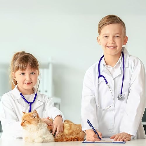 Miniatura 6 de BOMLY Abrigo de laboratorio para niños, abrigo blanco de médico con estetoscopio, abrigo veterinario para niños, disfraz de médico para niños y niñas