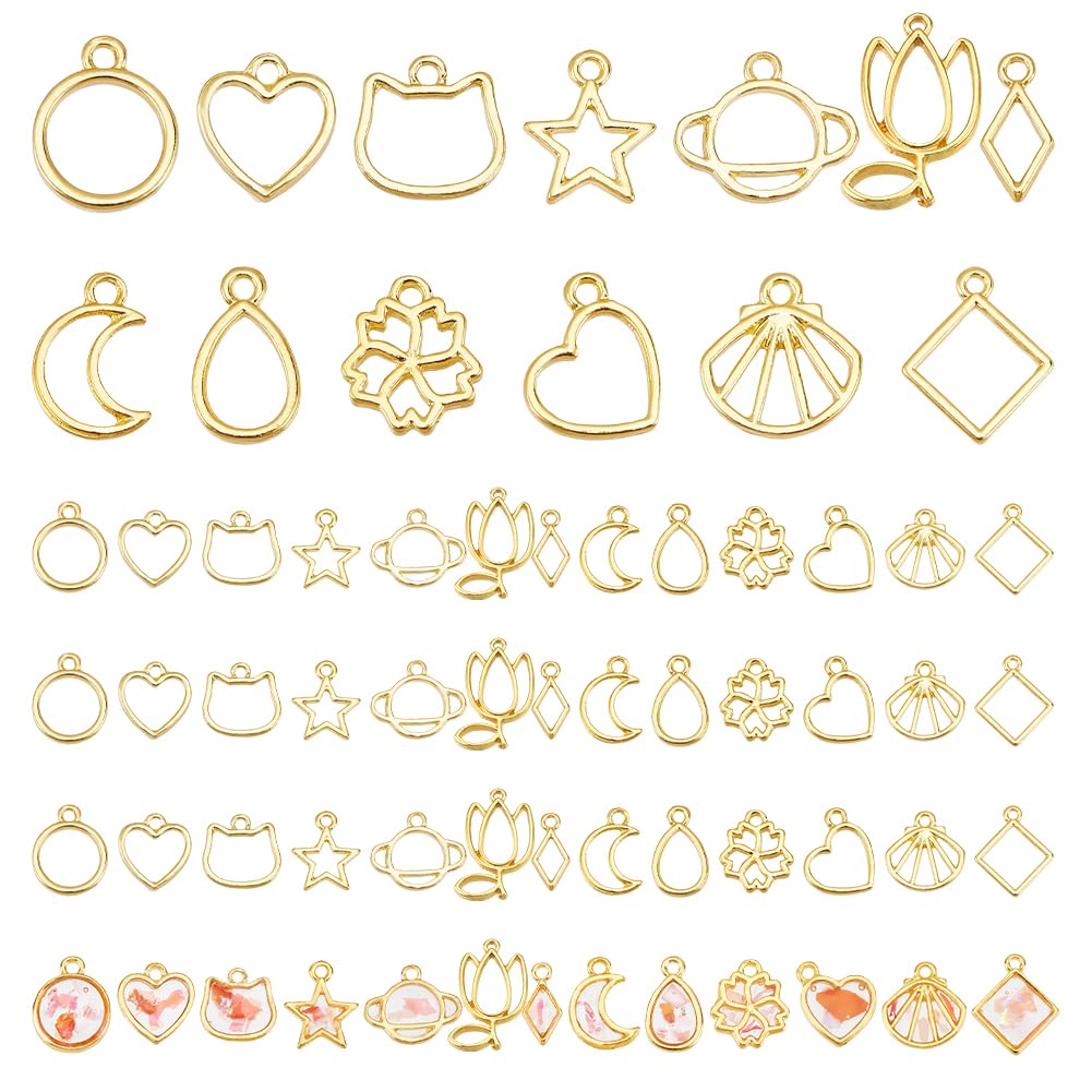 Pandahall 40 stuks open lunette hangers aan de achterkant, geometrische vorm, ovale vorm, holle lijst, harsvormen voor doe-het-zelf sieraden maken
