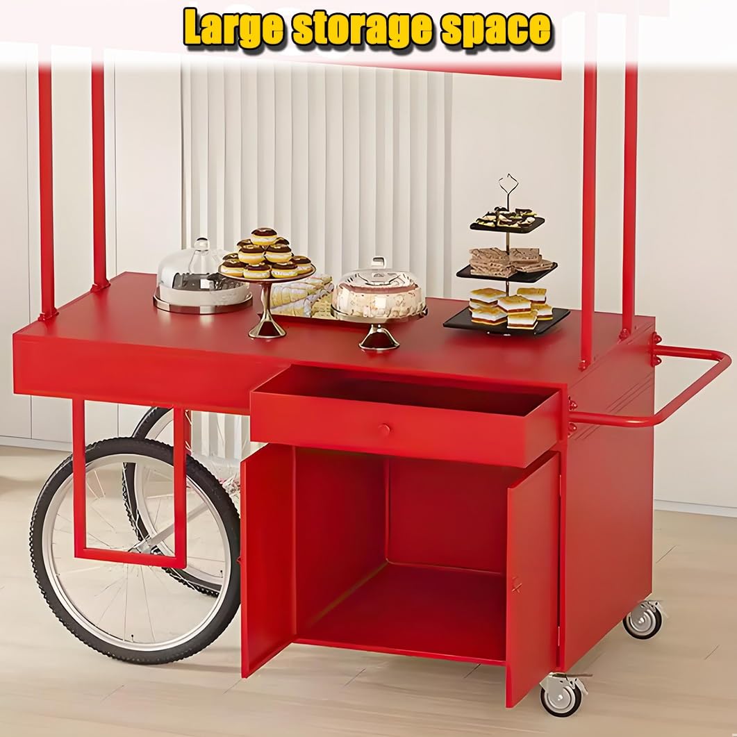 Carrello mobile del fornitore dell'alimento, carrelli alimentari portatili con il baldacchino e i cassetti di stoccaggio, Banco di mostra dell'alimento del metallo per la stalla del mercato