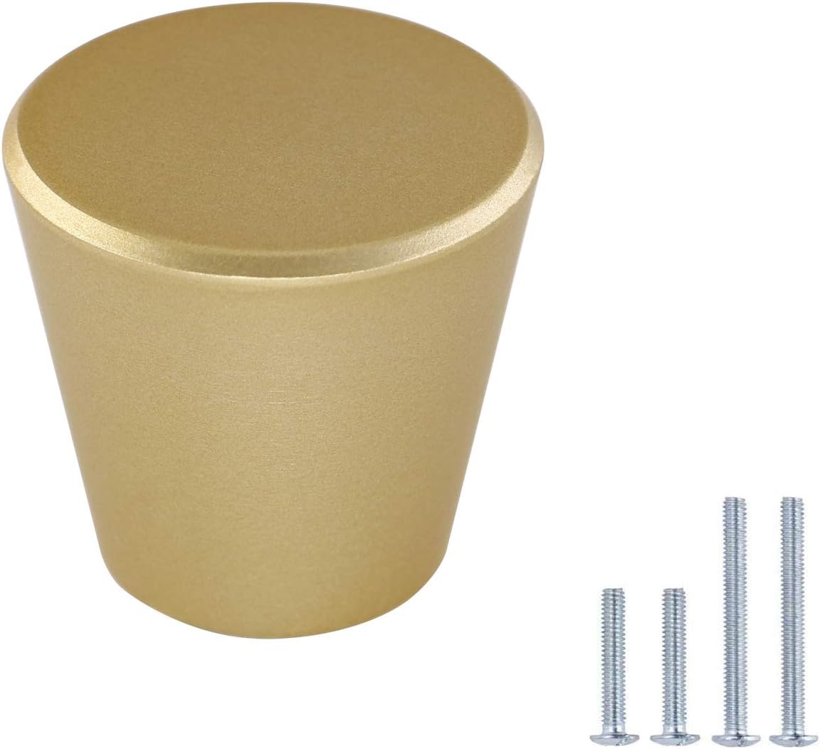 LONTAN 10 Pack Bathroom Cabinet Knobs Brushed Brass Drawer Knobs - LS745GD Modern Cabinet Knobs Handle Cone Shape